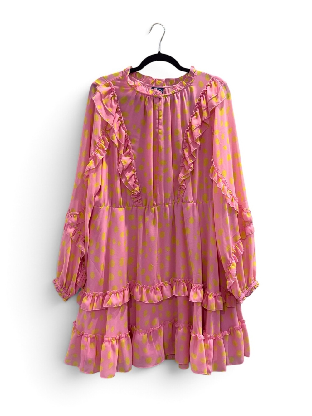 Pink and Yellow Polka Dot Ruffle Dress